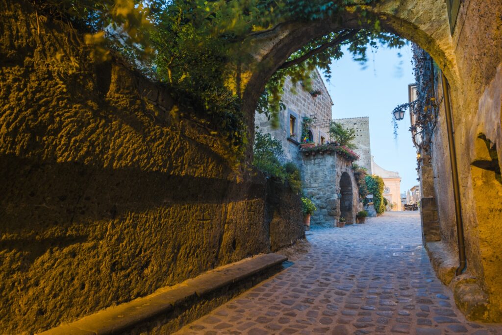 Civita di Bagnoregio at night, Province of Viterbo, Italy